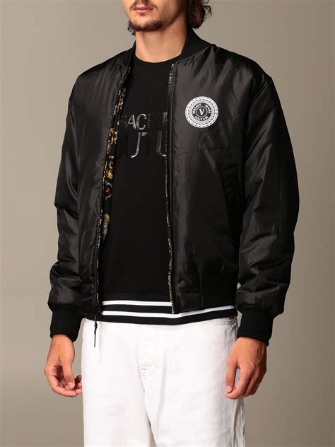 versace men's reversible jacket|Versace denim jacket men.